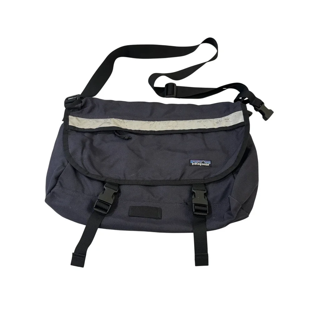 Vintage Patagonia Messenger Bag Large Grey Ballistic Nylon Commuter Reflective